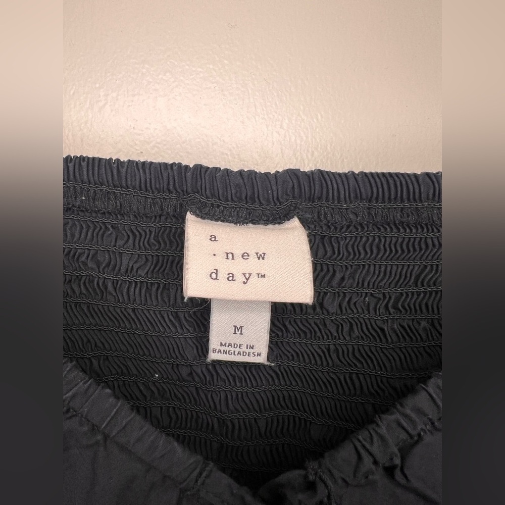 Black Puff Sleeve Mini Dress Cottagecore Open Back Babydoll A New Day M - Picture 6 of 9